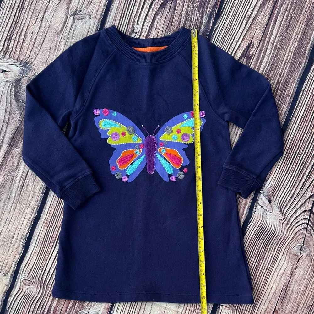 Mini Boden Navy sweatshirt dress with Colorful Butterfly - Picture 5 of 7